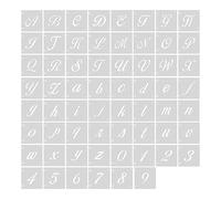 AIEX 62 Pcs Calligraphy Letter Stencils, 4 Inch Farmhouse Style Letter Number Template Interlocking Alphabet Stencils for Art Projects Decoration Painting DIY Craft