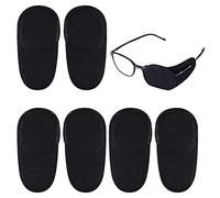 AIEX 6pcs Eye Patches for Glasses, Reusable Non-Woven Fabric Eye Patch to Cover Left Right Eye Improve Vision for Kids' & Adults' Lazy Eye Amblyopia Strabismus (Black, Large Size)