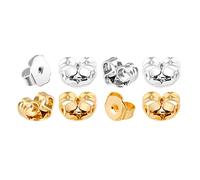 AIEX 8Pcs 4 Pairs Earring Backs 925 Sterling Silver Gold Secure Locking Replacement Secure Ear Backing for Stud Earrings Jewelry Making Women Hypoallergenic(4 Gold 4 Silver)