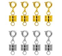 AIEX 8pcs Silver & Golden Metal Magnetic Necklace Clasps with Lobster Clasp for Jewelry Bracelet Anklet Connection & DIY Making