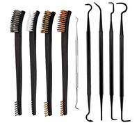 AIEX 9Pcs Mini Wire Brush & Pick Kit, Double Ended Brass Copper Nylon Steel Brush and Ploymer Metal Picks for Cleaning Welding Slag and Rust