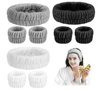 AIEX 9pcs Women's Makeup Headbands, Cute Soft Microfibre Makeup Headband, Spa Face Wash Headband for Women Girls (White, Grey, Black)