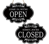 AIEX Open Closed Sign, Double Sided Reversible Enter We Are Open and Sorry We're Closed Hanging Shop Sign for Restaurant Club Cafe Hotel (30 x 20cm)
