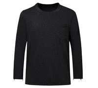 AIFARLD Post Shoulder Surgery Recovery Shirts for Men Full Tear Away Side Zippers Long Sleeve Dialysis Chemo Clothing, Black, Large