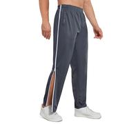 AIFARLD Tear Away Pants for Men Side Zippers Mens Sweatpants with Pockets for Basketball Knee/Leg Post-Surgery, Dark Grey, Large