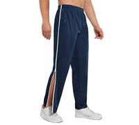 AIFARLD Tear Away Pants for Men Side Zippers Mens Sweatpants with Pockets for Basketball Knee/Leg Post-Surgery, Navy, Medium
