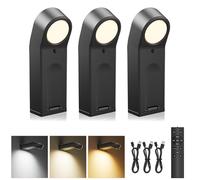AIFEI Picture Lights for Wall, 4000mAh Rechargeable Battery Operated Picture Light with Remote, Dimmable 3 Color Temps & 8 RGB, Wireless Art Lighting for Paintings, Frames, Gallery (Dark, 3 Pack)
