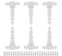 Aifeier ET 6Pcs Vintage T-Shape Hinge, 4-1/2" x 2-3/4" Antique White Decorative Hinges, Carved Alloy Hinge with Screws for Small Wooden Box, Jewelry Box, Cupboard, Gate Cabinet, Wardrobe