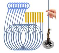 Aifeier ET Drain Clog Remover, 8 Pack 18 Inch Reusable Sink Snake | Flexible Hair Clog Removal Tool, Break-Resistant Steel Core with Nylon Layer for Shower, Tub and Bathroom Drains, Blue
