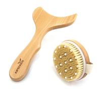 AIFEIVICO Wood Therapy Massage Tools with Dry Brush 2 Kit for Anti Cellulite Lymphatic Drainage, Dry Brushing Body Brush, Lymphatic Massage Paddle for Maderotherapy, Gua Sha (Type-2)