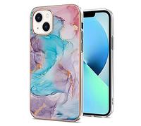 AIFILLE Compatible with iPhone 13 Phone Case Marble Blue Pink Purple Brilliant Design Shockproof Protector Flexible Soft Silicone Rubber Bumper Phone Cover Skin for iPhone 13 6.1 inches