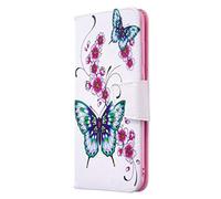 AIFILLE Compatible with Samsung Galaxy A11 2020 White Flip Case Folio Kickstand Feature PU Leather Wallet Case with ID Card Pockets Waterproof Protection with Pattern Peach Flowers Butterflies