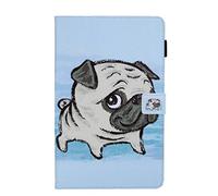 AIFILLE Compatible with Tablet Samsung Tab A 10.1 Case 2019 T510/T515 Kids Girls Wallet Cover Light Blue with Pattern Animal Wronged Dog Magnetic Closure Flip Leather PU and Silicone Shell Holster