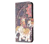 AIFILLE Premium Leather PU Kickstand Durable Shockproof Waterproof Protective Galaxy A53 5G Wallet Case Cute Animal Retro Elephant Pattern Credit Card Holder Phone Cover for Samsung Galaxy A53 5G 2022