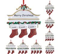 AIFLM Customized Christmas Decoration Socks Pendant 2024, Custom 2/3/4/5/6/7/8 Family Name to Christmas Tree, Personalized Resin Hanging Ornament Engraved Name Creative Xmas Gift