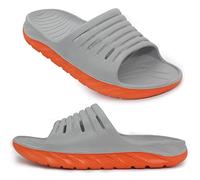 AIFLM Mens Sport Recovery Slide Sandals with Plantar Fasciitis Arch Support Thick Cushion Leisure Slippers Lightweight Comfort Orthotic Open Toe U-shaped shoes