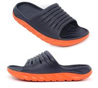 AIFLM Mens Sport Recovery Slide Sandals with Plantar Fasciitis Arch Support Thick Cushion Leisure Slippers Lightweight Comfort Orthotic Open Toe U-shaped shoes