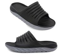 AIFLM Mens Sport Recovery Slide Sandals with Plantar Fasciitis Arch Support Thick Cushion Leisure Slippers Lightweight Comfort Orthotic Open Toe U-shaped shoes