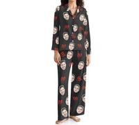 AIFLM Personalised Pyjamas with Face Photo, Custom Fun Family Pyjama Set for Couples, Pyjama Valentine's Day Gifts for Men Women