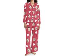 AIFLM Personalised Pyjamas with Face Photo, Custom Fun Family Pyjama Set for Couples, Pyjama Valentine's Day Gifts for Men Women