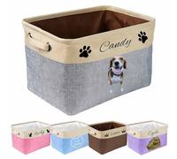AIFLM Personalized Collapsible Pet Storage Basket with Pet's Name Picture - Storage Box for Dog Cat Toys, Coats, Clothing, Blankets - The Useful Gift for Dogs