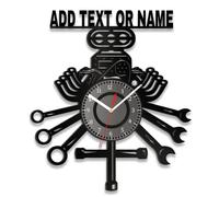 AIFLM Personalized Metal Auto Repair Mechanic Tools Wall Clock with LED Light, Custom Name Car Repair Tools Metal Wall Clock Neon Sign, Man Cave Garage Wall Sign Decor Gift for Father's Day Husband