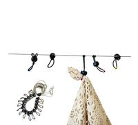 AIFOTO Camping Travel Clothesline - Holds 30lbs Anti-Sagging Wire Rope with 16 Windproof Hanging Point Adjustable Retractable 3-12Ft for Compact Outdoor Portable Clothes Line
