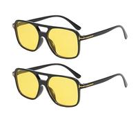 Aifrymne 2PCS Night Vision Pro Yellow Tinted Glasses, Anti-Glare Polycarbonate Lenses with Dual Anti-Reflective Coating, TR90 Frame for Night Driving and Digital Eye Protection