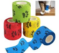 Aifrymne 4-Pack Self-Adhesive Pet Vet Wrap - 5cm x 4.5m Cohesive Bandages in Assorted Colors, Elastic Vet Tape for Dogs, Cats, Sports Injuries, Wrist and Ankle Support