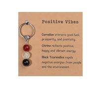 Aifrymne Natural Stone Beaded Keychain with Greeting Card - Positive Atmosphere Gift - Unique Healing Stones for Uplifting Energy - Inspirational Gift for Friends and Family