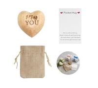 Aifrymne Pocket Hug Gift - Little Wooden Heart Ornament with Card and Drawstring Bag - Thoughtful Love Gifts for Women and Couples - for Missing You Moments (1.4 x 1.4 x 0.8 inches)