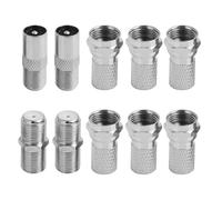 Aifrymne Waterproof F Plug Connectors for RG6 Coaxial Cable - Nickel Plated Micro Screw/Twist On Aerial Connectors for Satellite TV, Sky HD, Sky Q, Freesat, Virgin Media - Set of 6, Silver