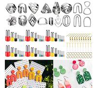 AIFUDA 134 Pcs Polymer Clay Cutters, 16 Shapes Clay Earring Cutters with 48 Circle Shape Cutters Moulds and 50 Earring Accessories for Polymer Clay Jewelry and Earrings Making