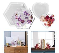 AIFUDA 2 Set Large Resin Moulds - Silicone Heart Hexagon & Deep Moulds for Resin Preserved Flower Wedding Specimens