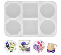 AIFUDA 6 Pcs Coasters Silicone Mold for Resin Casting Resin Coaster Mold Large Deep Coaster Mold for DIY Coasters Home Decoration