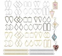 AIFUDA 60 Pcs Bezels for Resin Jewellery Making, Hollow Frame Pendant Epoxy Resin Kits Open Bezels for Resin Casting Necklace Earring Jewellery Making Supplies