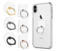 AIFUDA 6pcs Transparent Cell Phone Ring Holder, 360 Degree Rotation Finger Ring Grip Kickstand Compatible for Various Mobile Phones Smartphones, 3 Square & 3 Round Shape