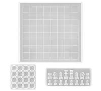 AIFUDA Checkers Board Resin Molds Set - 1 Pcs Checkers Game Board Silicone Mold, 1 Pcs Checkers Pieces Mold and 1 Pcs Chess pieces Epoxy Casting Mold Making Tool Projects, DIY Jewelry Crystal