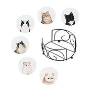AiFunT Drink Coasters with Holder, Absorbent Coaster Sets of 6, Coaster Made of diatomaceous Earth with a cat Pattern for Kinds of Cups, Wooden Table, and Home Décor (Set A)