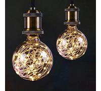 AIFUSI G95 LED Globe Fairy Light Bulb for Ambient Night Lighting, E27 Standard Base Edison with Starry Decorative String Lights for Bathroom, Bedroom, Living Room [2 Pack, Warm White]