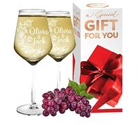 AIGAT 2Pcs Personalised Wine Glass 370Ml| Wedding Gifts for Bride and Groom | Durable Customized White Wine Glass | Personalized Gift for Any Occasion