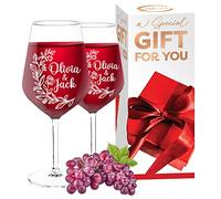 AIGAT 2Pcs Personalised Wine Glass 530ml| Wedding Gifts for Bride and Groom | Durable Customized Red Wine Glass | Personalized Gift for Any Occasion