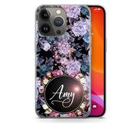 AIGAT Personalised Phone Cover for iPhone SE 2020 / SE 2022 - Transparent Clear Soft TPU Silicone Gel Floral Rose Gold Diamond Themed Case Custom Individual Style Design Any Text - Floral Name