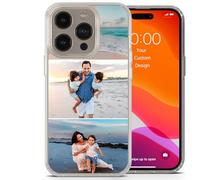 AIGAT Personalised Photo Collage Hybrid Your Individual Design Cover for iPhone 14 Pro Max - Dual Layer TPU - Acrylic Custom Pictures Images Logo & Names 3 Photos | Text