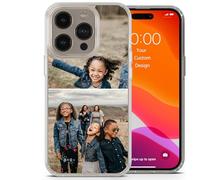 AIGAT Personalised Photo Collage Hybrid Your Individual Design Cover for iPhone 16e - Dual Layer TPU - Acrylic Custom Pictures Images Logo & Names 2 Photos | Text