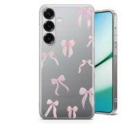 AIGAT Phone Case for Samsung Galaxy A13 - Clear Soft Gel Cover Beautiful Girly Cute Bow and Heart Design Pretty Pink Ribbon Individual Aesthetic Style - Pink Bow