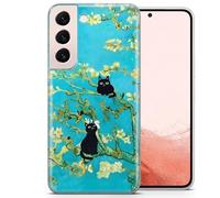 AIGAT Van Gogh Funny Cat Parody Meme TPU Silicon Case Cover for Samsung S25 S24 S23 A25 A35 A17 and other Models - Clear Transparent Bumper Case - Design 1