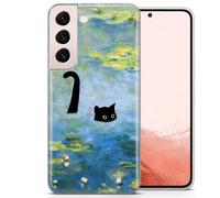 AIGAT Van Gogh Funny Cat Parody Meme TPU Silicon Case Cover for Samsung S26 S25 S24 S23 A25 A35 A17 A57 A16 Series and other Models - Clear Transparent Bumper Case - Design 3