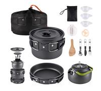 aiGear Camping Cooking Set/Camping Pots and Pans 12 Piece Black Aluminum