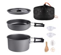 aiGear Camping Cooking Set/Camping Pots and Pans 8 Piece Black Aluminum